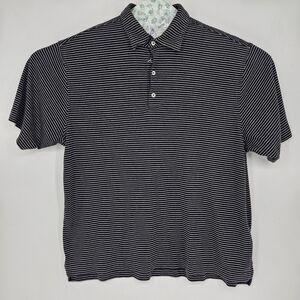 Iliac‎ Golf Polo Shirt Mens XL Striped Luxury Hybrid Casual Preppy White Black